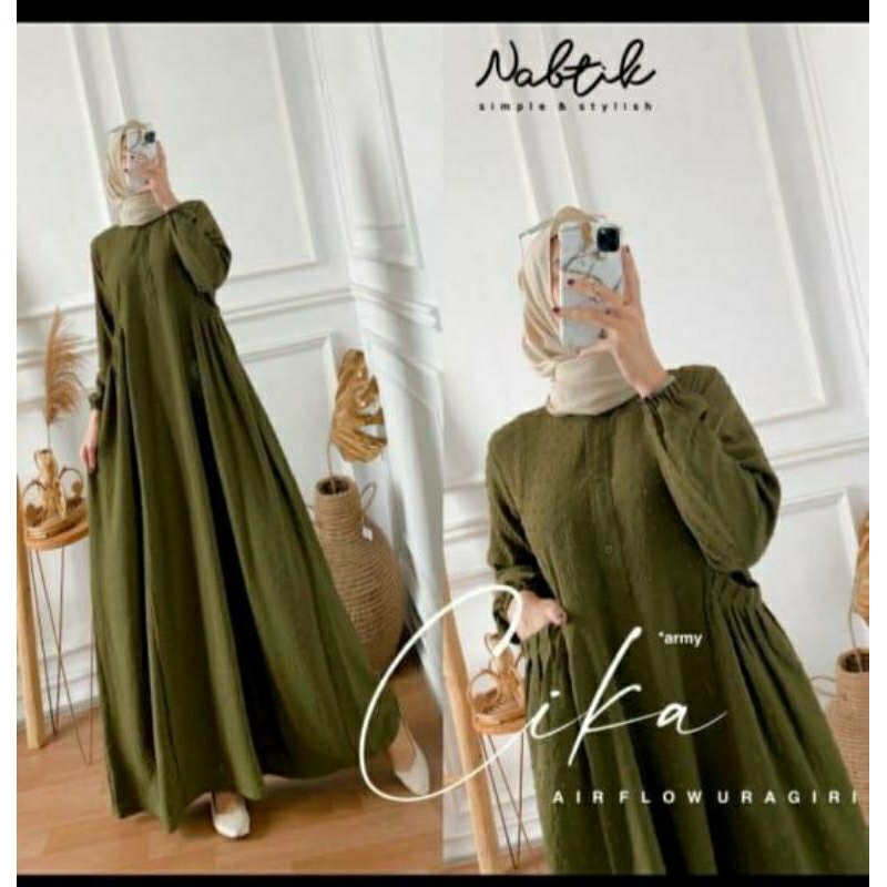 gamis wanita kekinian kringkle airflow terbaru keren premium busui