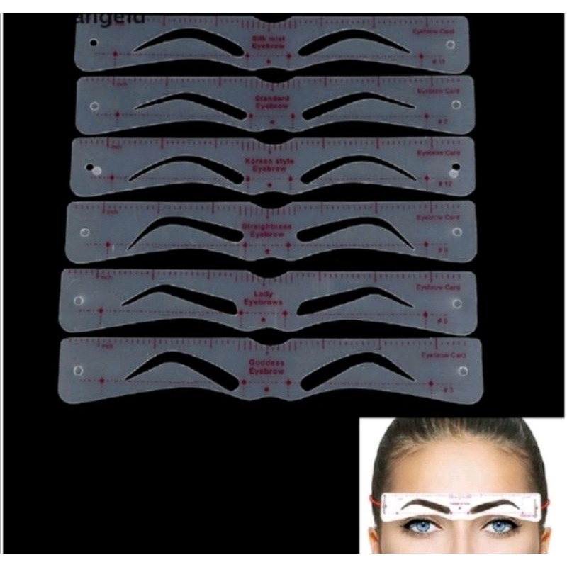 1 Set isi 12 pasang Eyebrow Stencil Silikon Cetakan Alis 3D Tali Elastis
