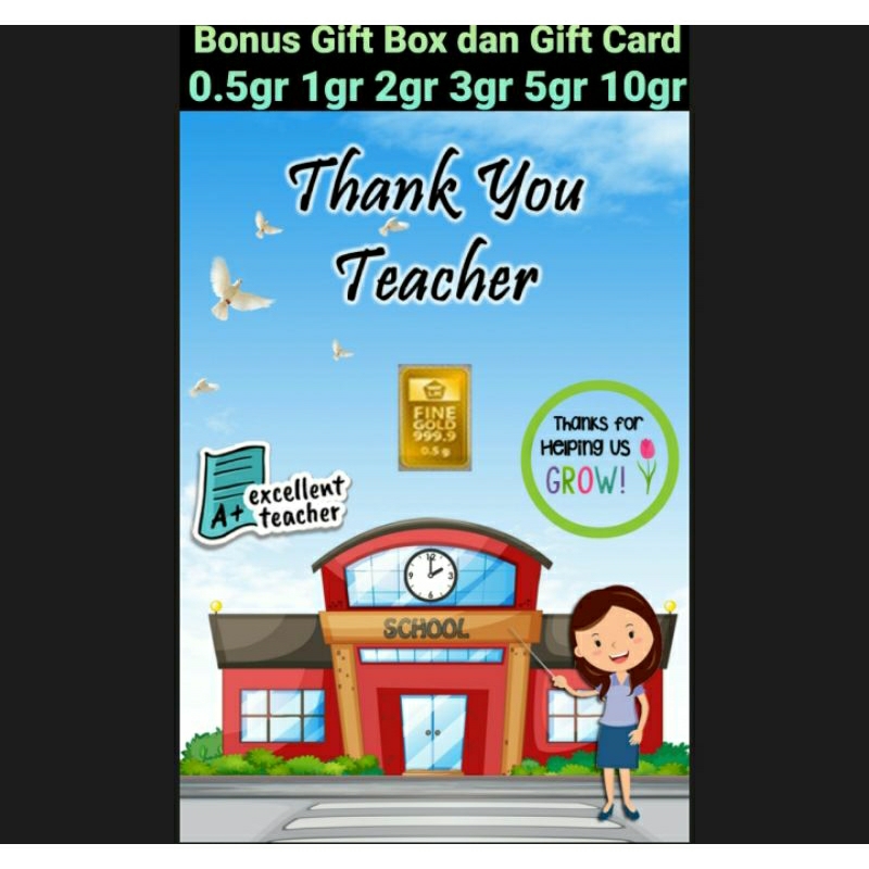 Logam Mulia Emas ANTAM Thank You Teacher Gift Series Custom Certicard Certieye