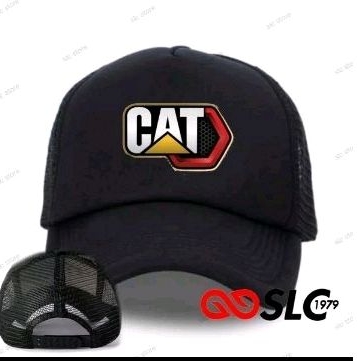 TOPI JARING TRUCKER CATERPILLAR CUSTOM NAMA LOGO SENDIRI