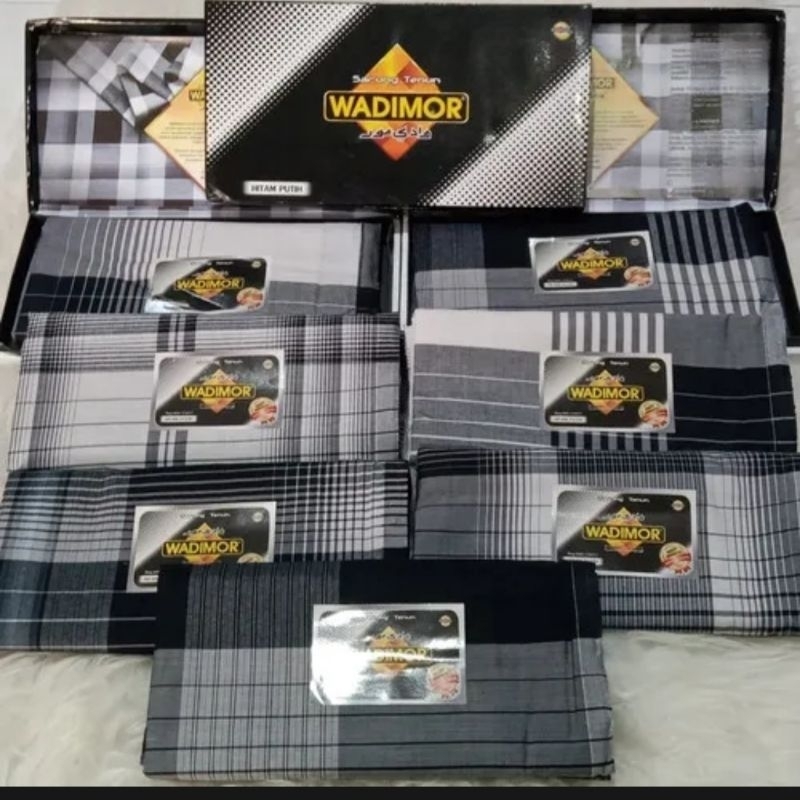 sarung wadimor motif hitam putih garis kotak kotak sarung wadimor dewasa hitam putih