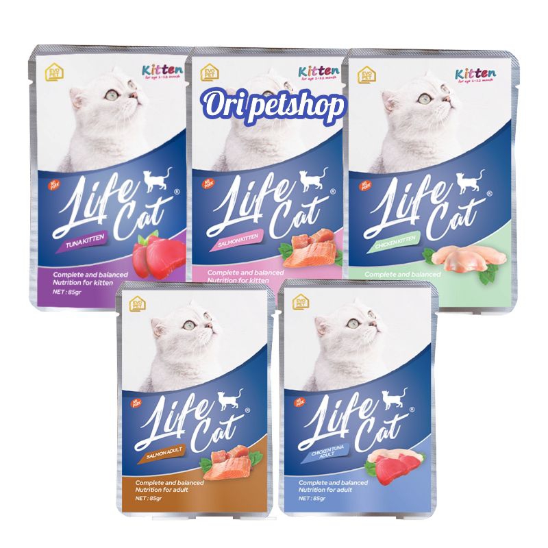 ( 12 pcs ) Makanan kucing life cat sachet 85gr Life Cat Pouch