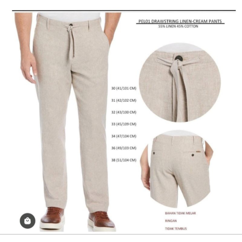 [COD]‼️ PROMO ‼️Celana  Panjang Pria Linen PE Drawstring Pants