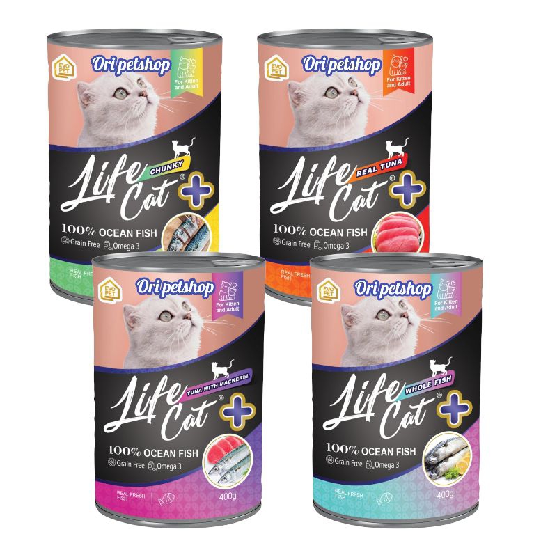 ( 6pcs) life cat kaleng PLUS 400gr makanan kucing basah kaleng 400gr