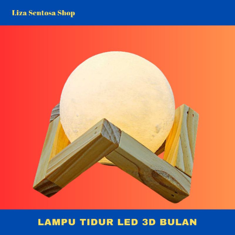 TaffLED Lampu Tidur LED 3D Bulan Aesthetic dengan 3 Pilihan Warna -  8cm 0.5W 5V