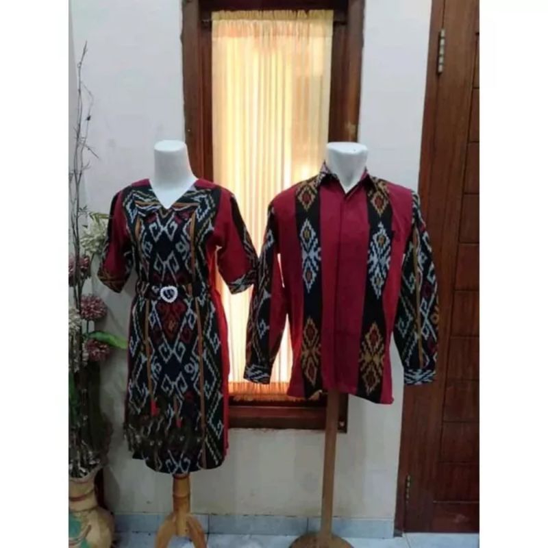 SET COUPLE KEMEJA DRES TENUN MOTIF SUMBA NTT, TORAJA, BAJU GEREJA, BAJU PESTA TERBARU