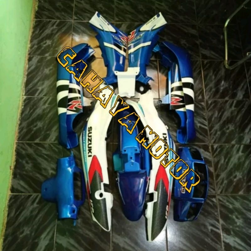 Body Satria Lumba Putih Biru Fullset Halus Suzuki Satria Lumba Cover Body Halus Fullset Satria Lumba