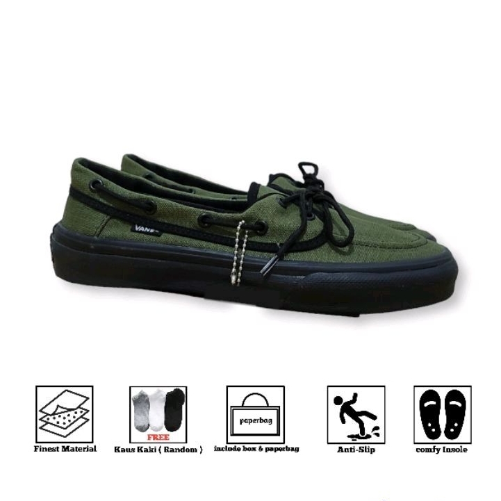 Sepatu pria slip-on tali army black sepatu sneakers selop ada tali sepatu flat shoes pria spatu kanv