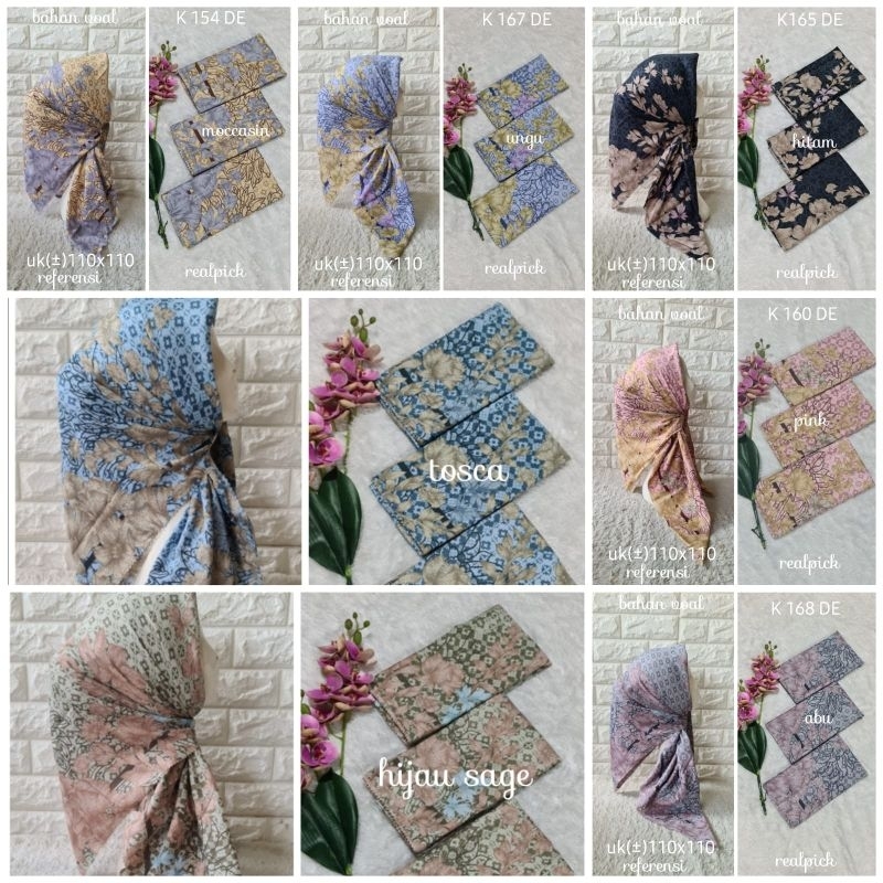 (Khalisahhijab)COD Harga Grosir Kerudung Segiempat Denai Voal Motif Premium Terbaru