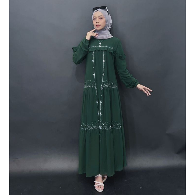 Gamis Payet Premium Full Furing Baju Hari Raya Seragam Keluarga Dress Panjang Mewah Set Kurung Melay