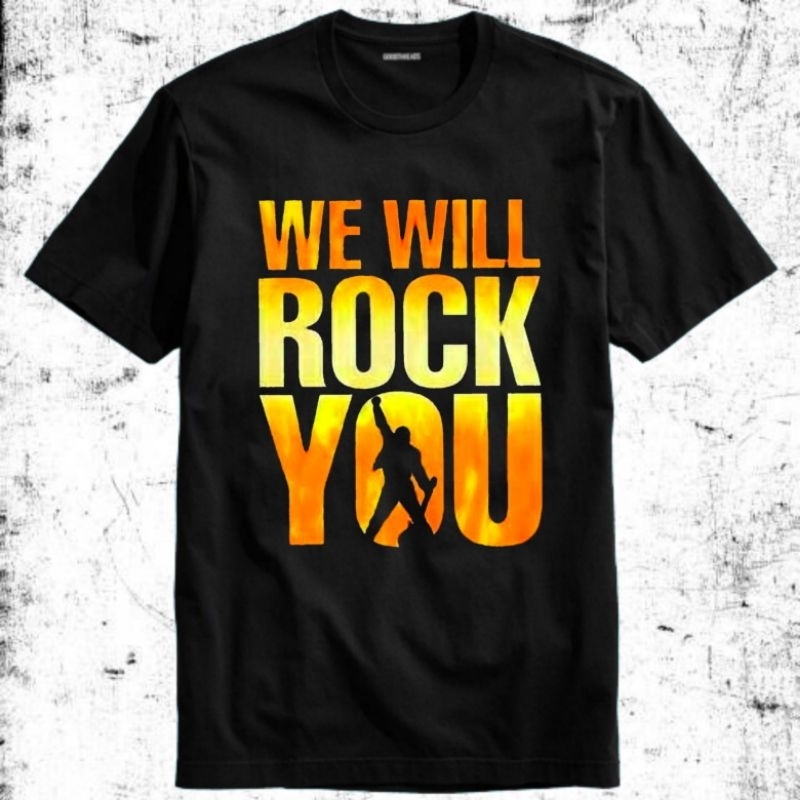 Kaos Baju Tshirt Pria Laki Cowok Cewek Perempuan Unisex Band Queen Mercury We Will Rock You Jazz She