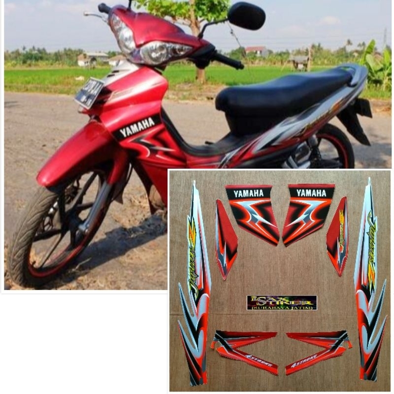Striping original Yamaha Jupiter Z merah silver tahun 2006 2007