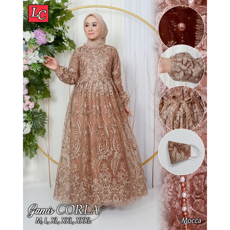 Gamis Kebaya Corla LK / Gamis Tulle Bordir Payet / Gamis Kondangan / Gamis Pesta Mewah