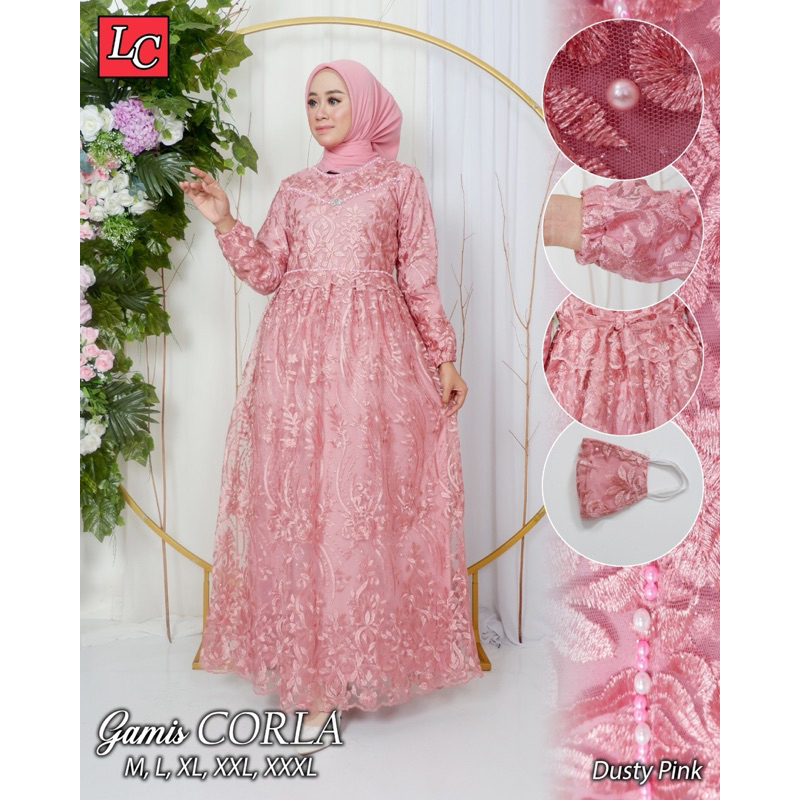 Gamis Kebaya Corla LK / Gamis Tulle Bordir Payet / Gamis Kondangan / Gamis Pesta Mewah