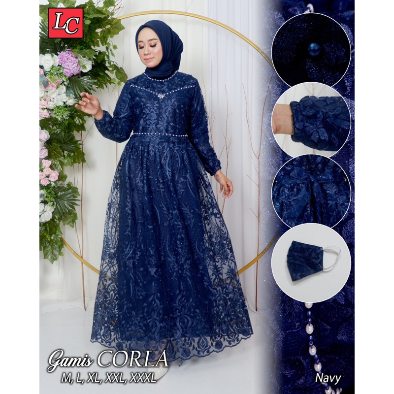 Gamis Kebaya Corla LK / Gamis Tulle Bordir Payet / Gamis Kondangan / Gamis Pesta Mewah