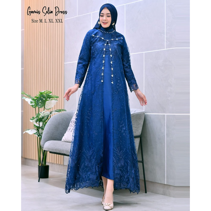 Gamis Selia Dress / Kebaya Dress Modern / Gamis Kebaya Kondangan / Baju Gamis Brukat Tulle / Gamis Modern