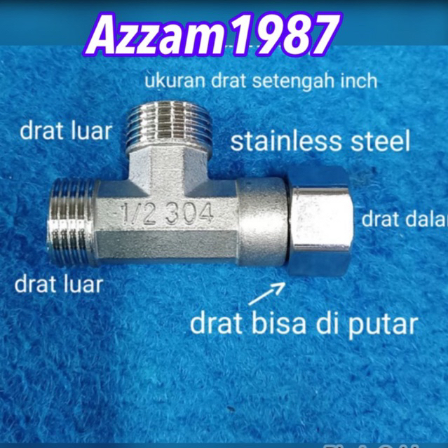 NEPEL T MUR DRAT HIDUP CLOSET Kran Closet T Shower Drat Mur Tee Shower Drat Luar Dalam 1/2 Inch Stainless T Shower Toilet Drat Luar Dalam Ukuran 1/2 Nepel T kuningan di croom,T closet/T shower toilet/sambungan selang ke closet asli Kuningan tebal T