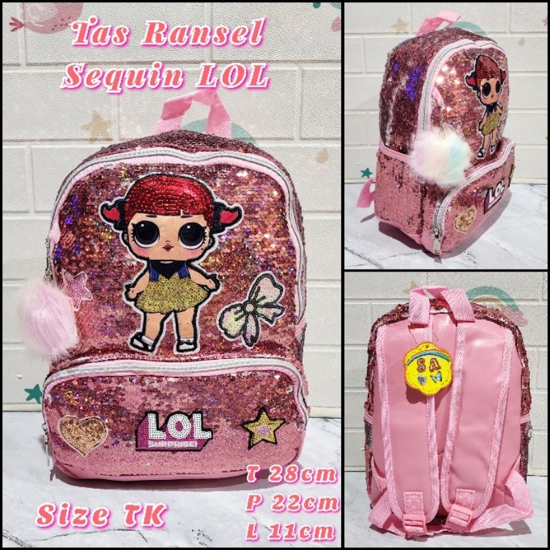 Tas Sekolah Ransel Anak TK dan Paud dan Playgroup Backpack Anak Perempuan Sequin Import