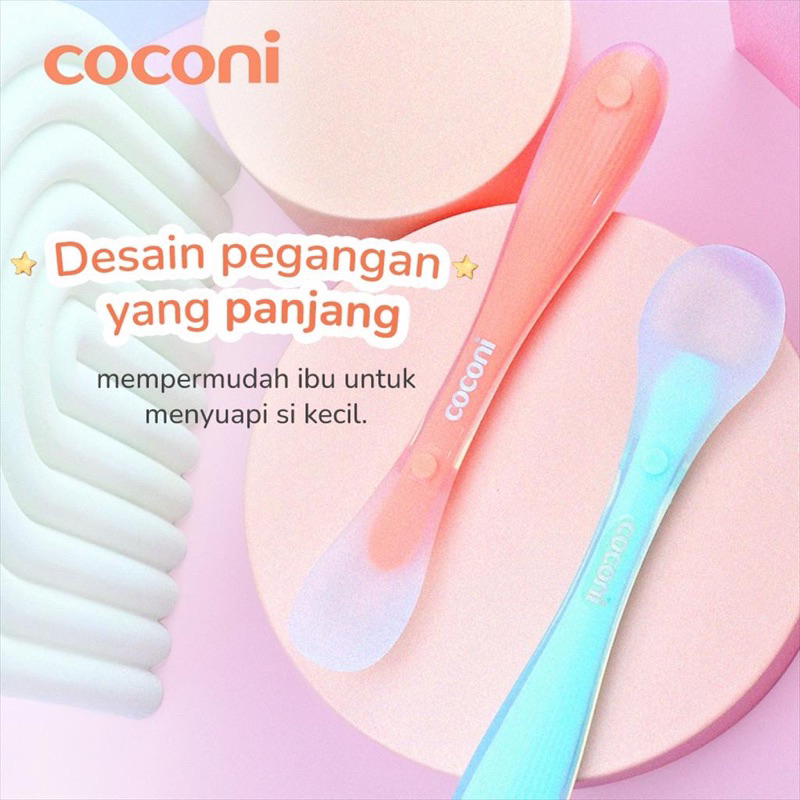 Coconi Silicone Soft Spoon Baby | Sendok Silikon Anak Bayi isi 2pcs BPA Free
