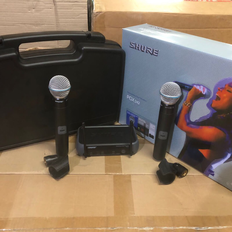 Mic Wireless SHURE PGX242 / PGX 242 / PGX-242 Dual Handle With Koper Grade A