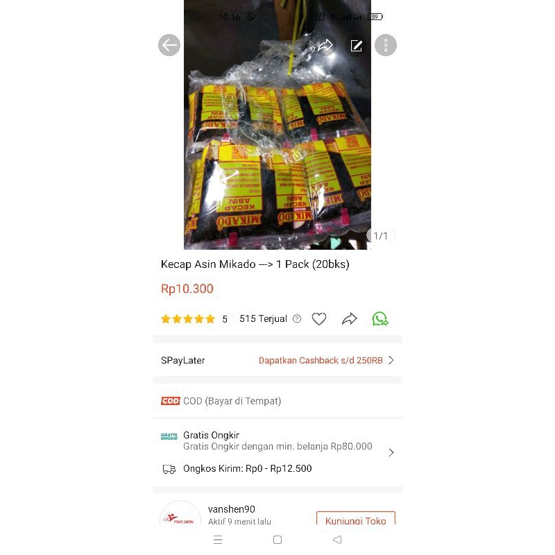 

Kecap Asin Mikado ---> 1pack (20bks)