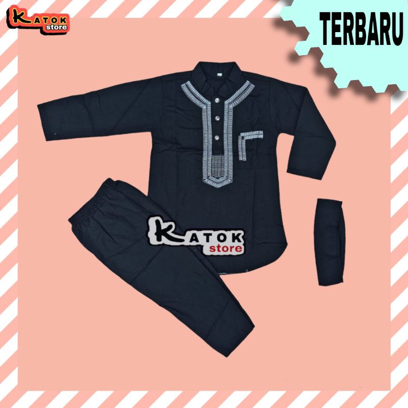 Baju Koko Anak Laki Laki Pakistan Hitam Setelan Muslim Anak Usia 1-12 Tahun