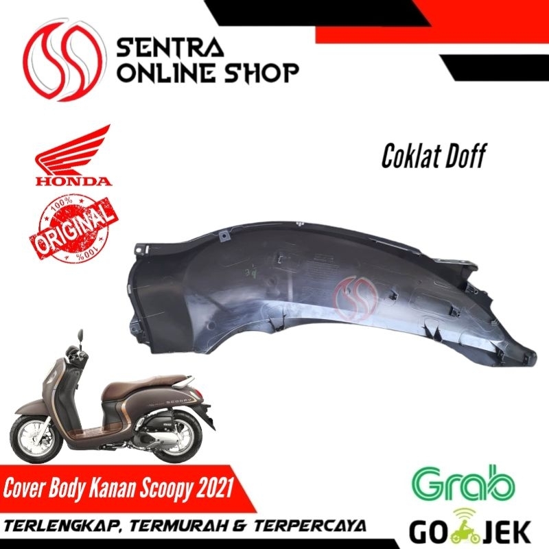 Cover body bodi kanan scoopy new prestige 2021 coklat doff dop original