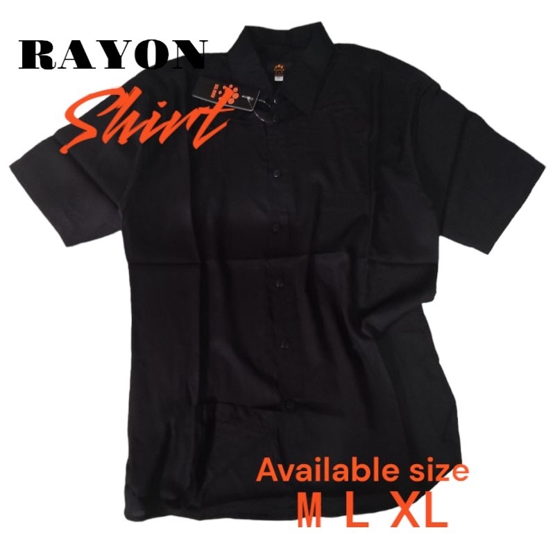 kemeja rayon motip hitam lengan pendek casual distro