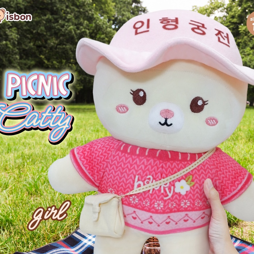 Boneka Kucing Piknik Musim Panas STD Catty Lucu Imut Halus Bahan Premium Boneka Bayi Anak by Istana Boneka