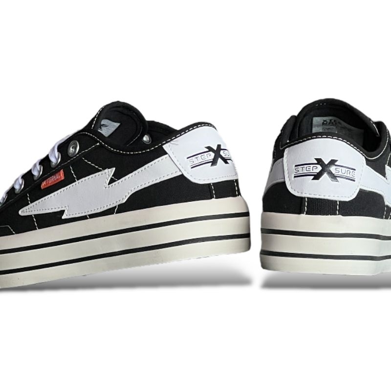 Sepatu XternalStepSure - Sepatu Sneakers Miterns Storm Low Black White