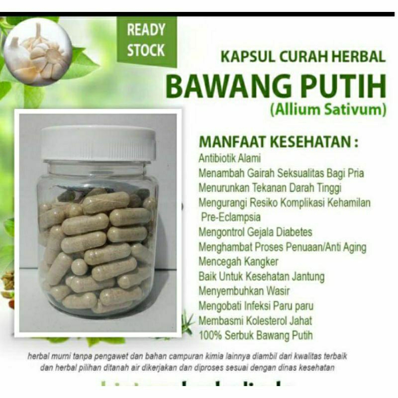 

BAWANG PUTIH 100 KAPSUL OBAT HERBAL TERBAIK (PREMIUM QUALITY)