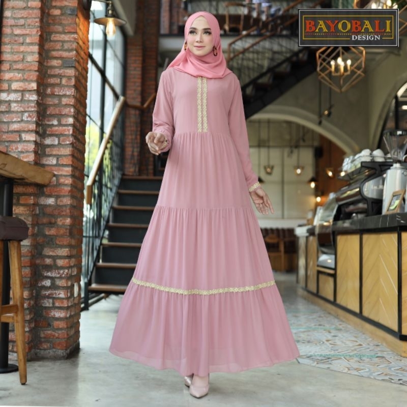 Baju Gamis Wanita lebaran Terbaru | Gamis Syari | Gamis Ceruty Bordir Renda | Baju Lebaran | Pesta J