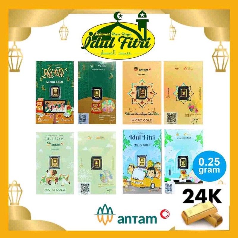 LM LOGAM MULIA ANTAM 0,25 0.25 GRAM HARTADINATA EMAS KITA IDUL FITRI LEBARAN EID MUBARAK KARTU UCAPA
