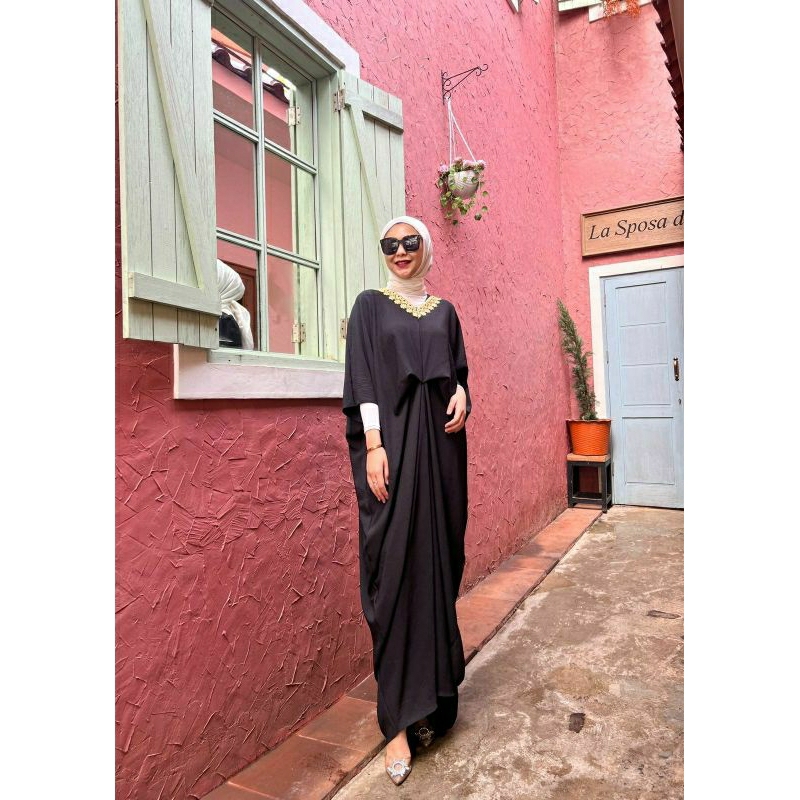 Kerancang Kaftan, KAFTAN LEBARAN JUMBO CANTIK POLOS FIT XXXXL LD 170 BAHAN CRINCLE AIRFLOW IMPORT MIX KERANCANG ZIPPER BUSUI TERMURAH TERLARIS OOTD KEKINIAN