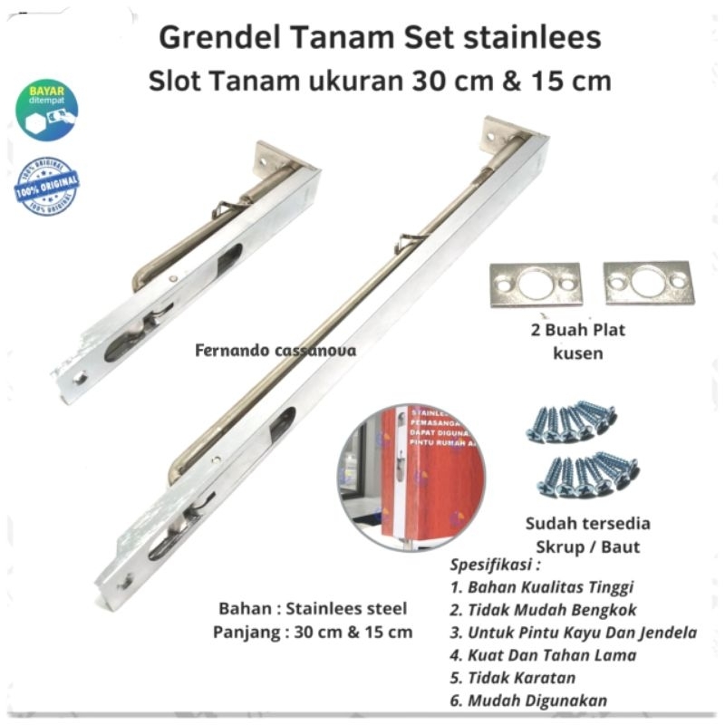 Grendel Pintu Tanam / Slot Pintu Kupu Tarung Stainless