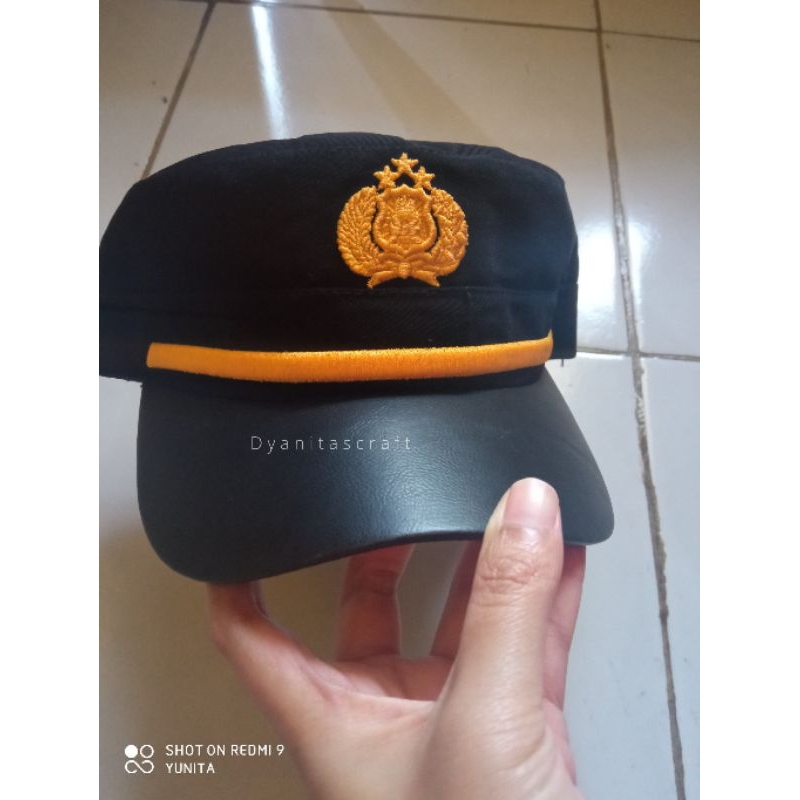 Pilkep komando pama terbaru bahan kain halus lidah topi kulit Topi Lapangan Polri