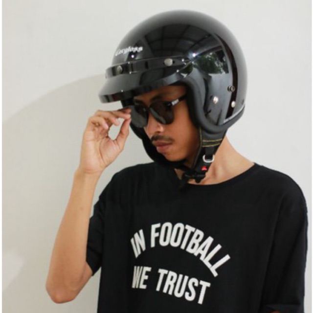 HELM CARGLOSS CFM BOGO RETRO [ SILVER MET8/GLOSY ]100% ORIGINAL TANPA KACA All Warna l Helm Cargloss