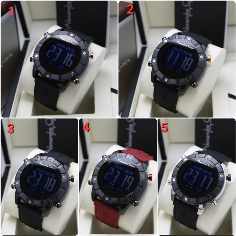 ORIGINAL GARANSI RESMI 1 TAHUN JAM TANGAN PRIA ALEXANDRE CHRISTIE COWOK DIGITAL RUBBER STRAP ARLOJI 