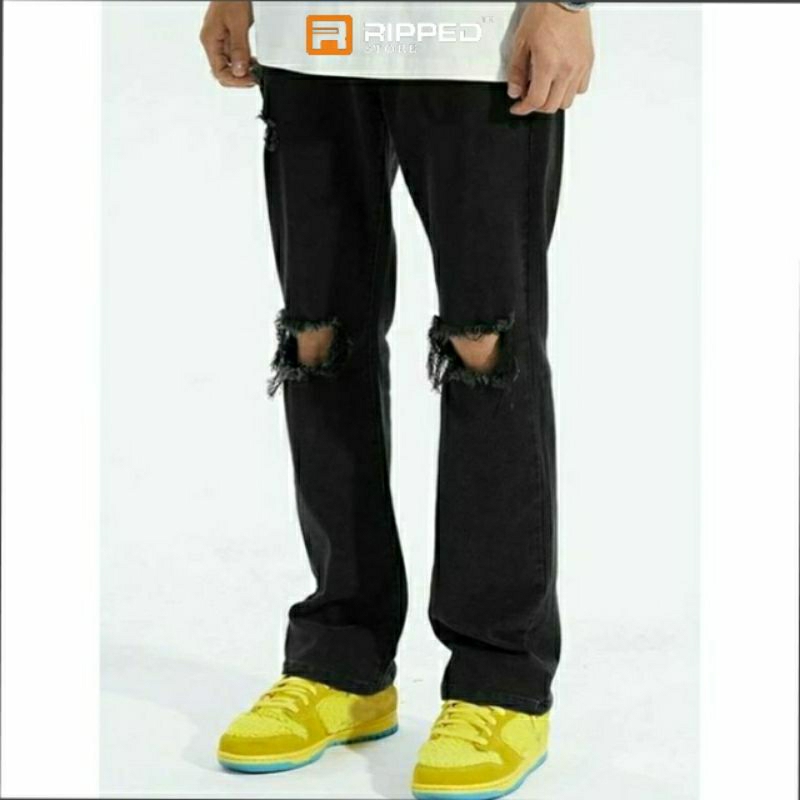 CELANA SOBEK PRIA RIPPED JEANS ROBEK STANDAR REGULER BASIC 27-38