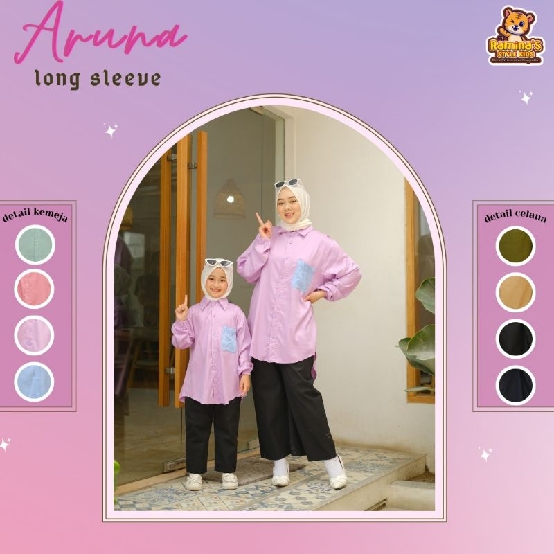 Pre order ‼️Set Couple Mom's n Kids Aruna Long Sleeve by Ramina / Set Couple bisa Cod