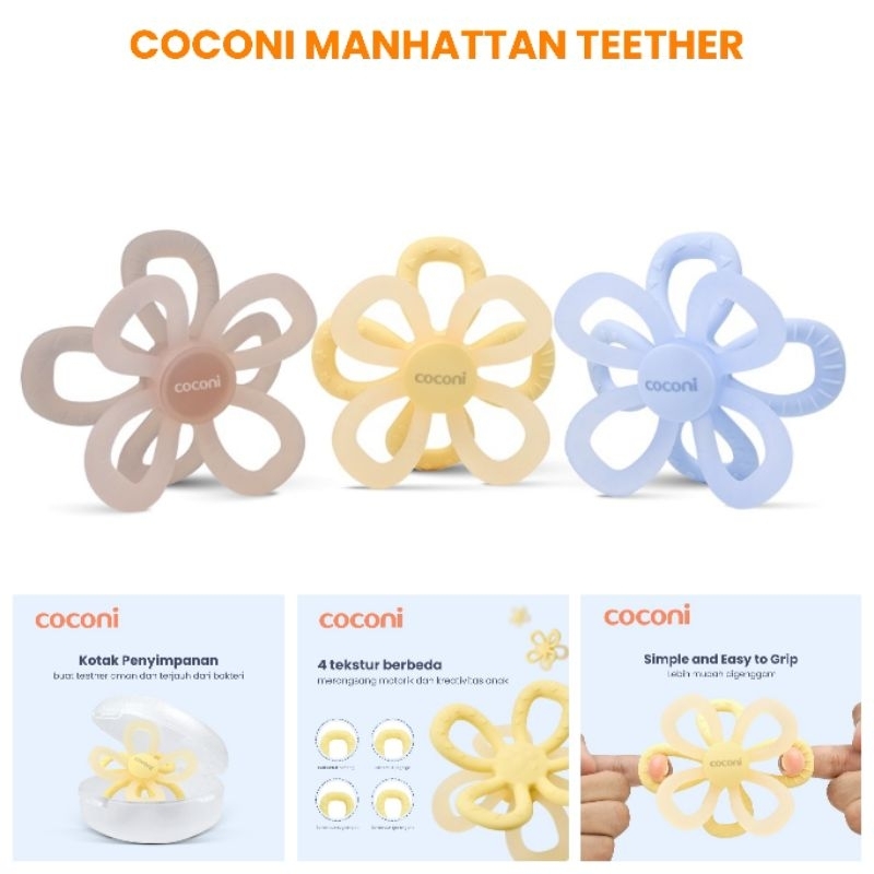 Coconi Manhattan Toy Sensory Teether / Gigitan Bayi Silikon Lembut