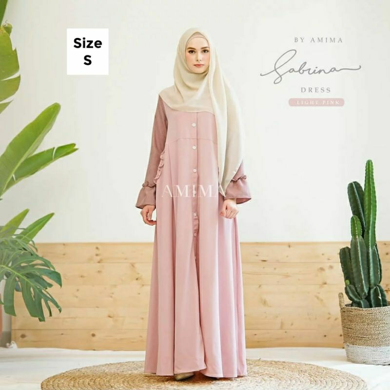 Dress Sabrina -Hanya Dress- Gamis Pesta Syari Cantik Lady Zara Cotton Madina by Amima
