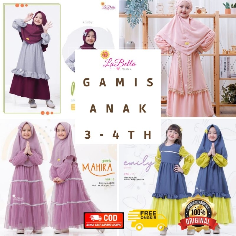 BIG SALE (Cuci Gudang) Usia 2,5-4 TH Gamis Labella Ory baju muslim pesta emili tifany Clara miciko M