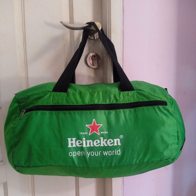 TAS DUFFLEBAG TAS OLAHRAGA TAS MINGGAT BISA DI LIPAT BAHAN PARASUT HEINEKEN S3COND B3KAS