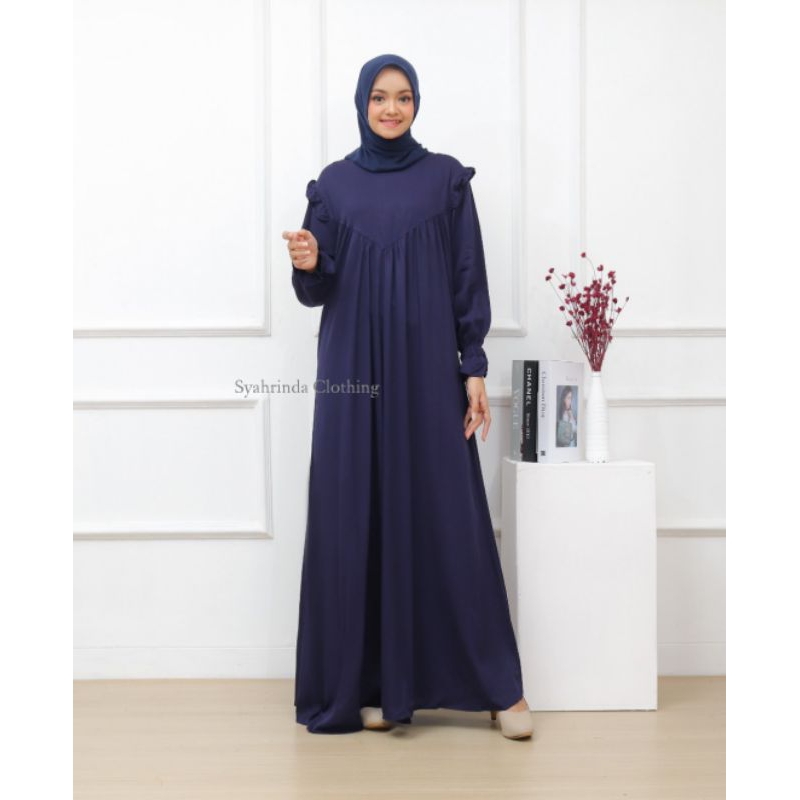 Gamis Polos Twill Rayon Premium Baju Long Dress Wanita Hijab Fashion