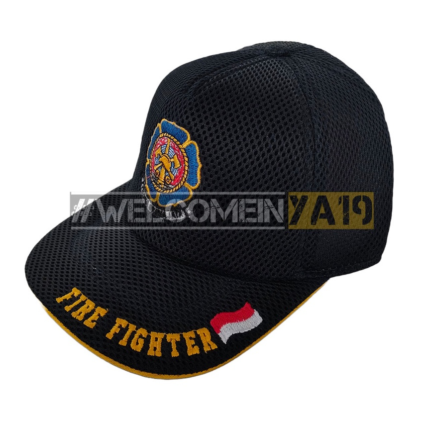 Topi Jaring Fire Fighter Logo Yudha Brama Jaya / Topi Damkar Hitam