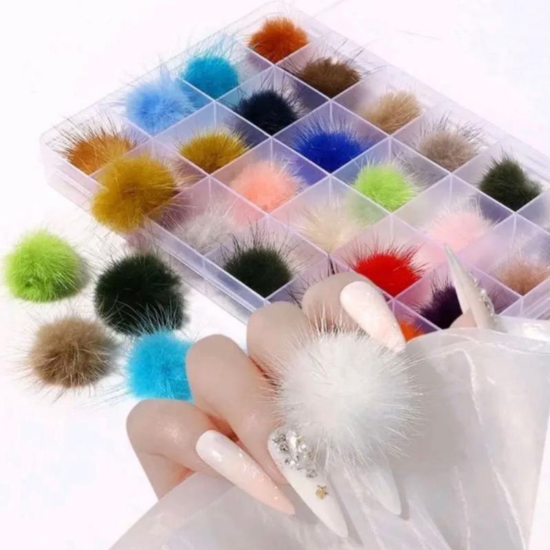 1 LUSIN BULU POMPOM TERMURAH /POMPOM NAIL ART  BANYAK WARNA