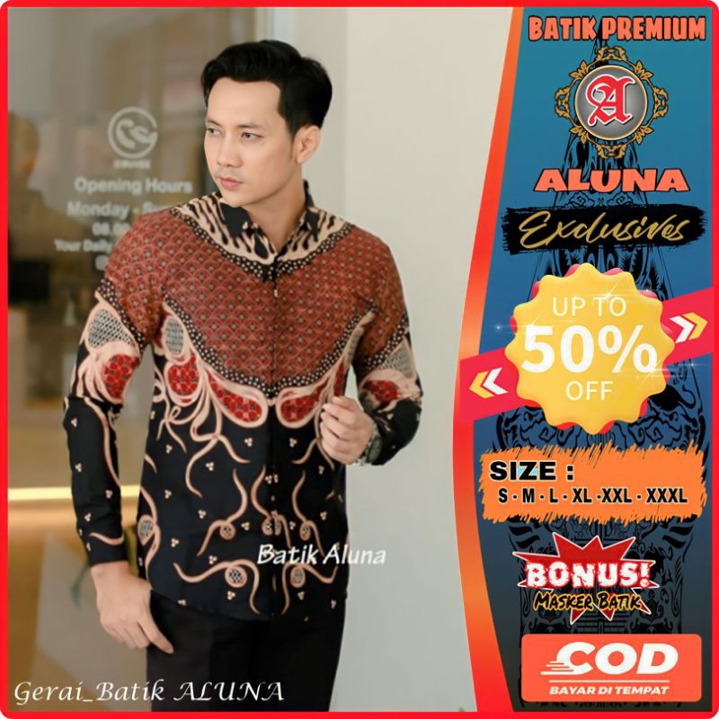 Baju Batik Slimfit Danar Hadi Solo Kemeja Pria Lengan Panjang Premium Aluna Original G_SBA006