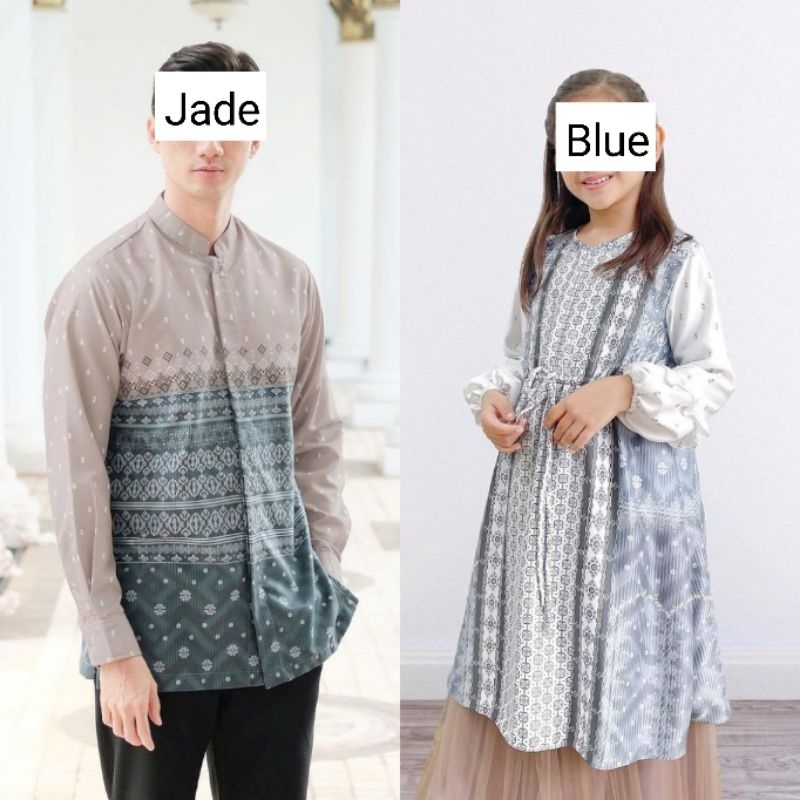 BUKAN PO Aster Vanilla Hijab Koko Jade Dewasa L XL Dress Kids Blue