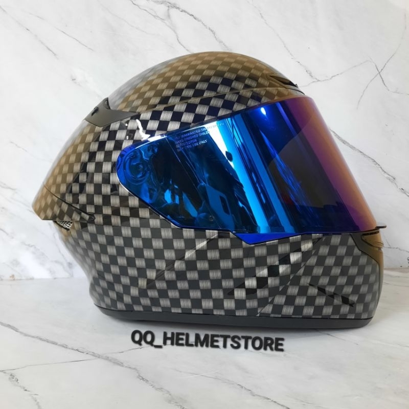 KYT TT COURSE CARBON MOTIVE WD VISOR BLUE